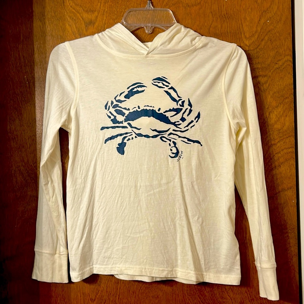 Boys (size 8/9) Crewcuts White Hoodie with Crab Design